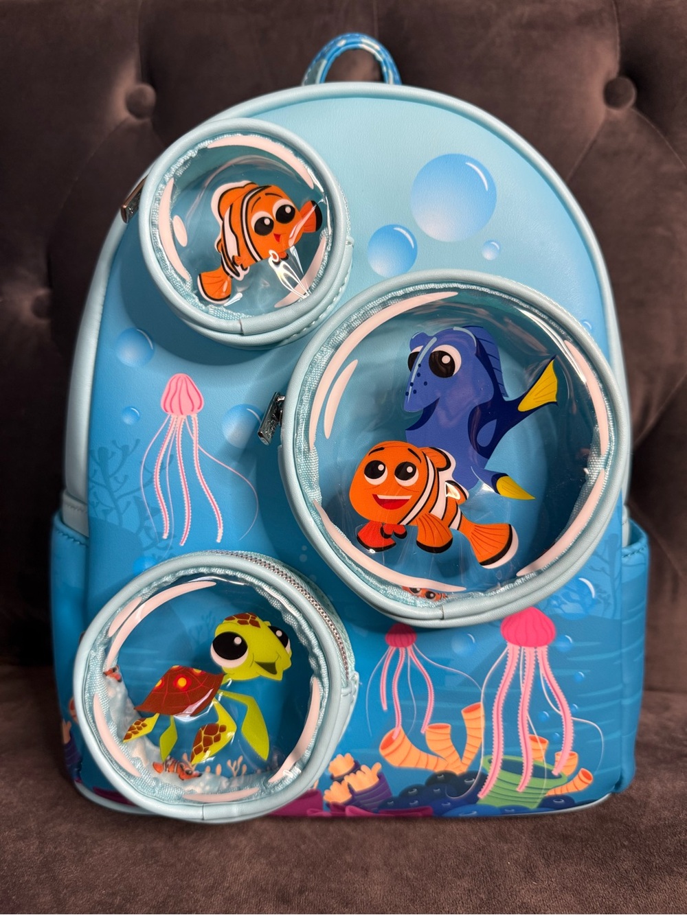 RARE LOUNGEFLY DISNEY FINDING NEMO 20ANNIVERSARY BUBBLE POCKET MINI BACKPACK